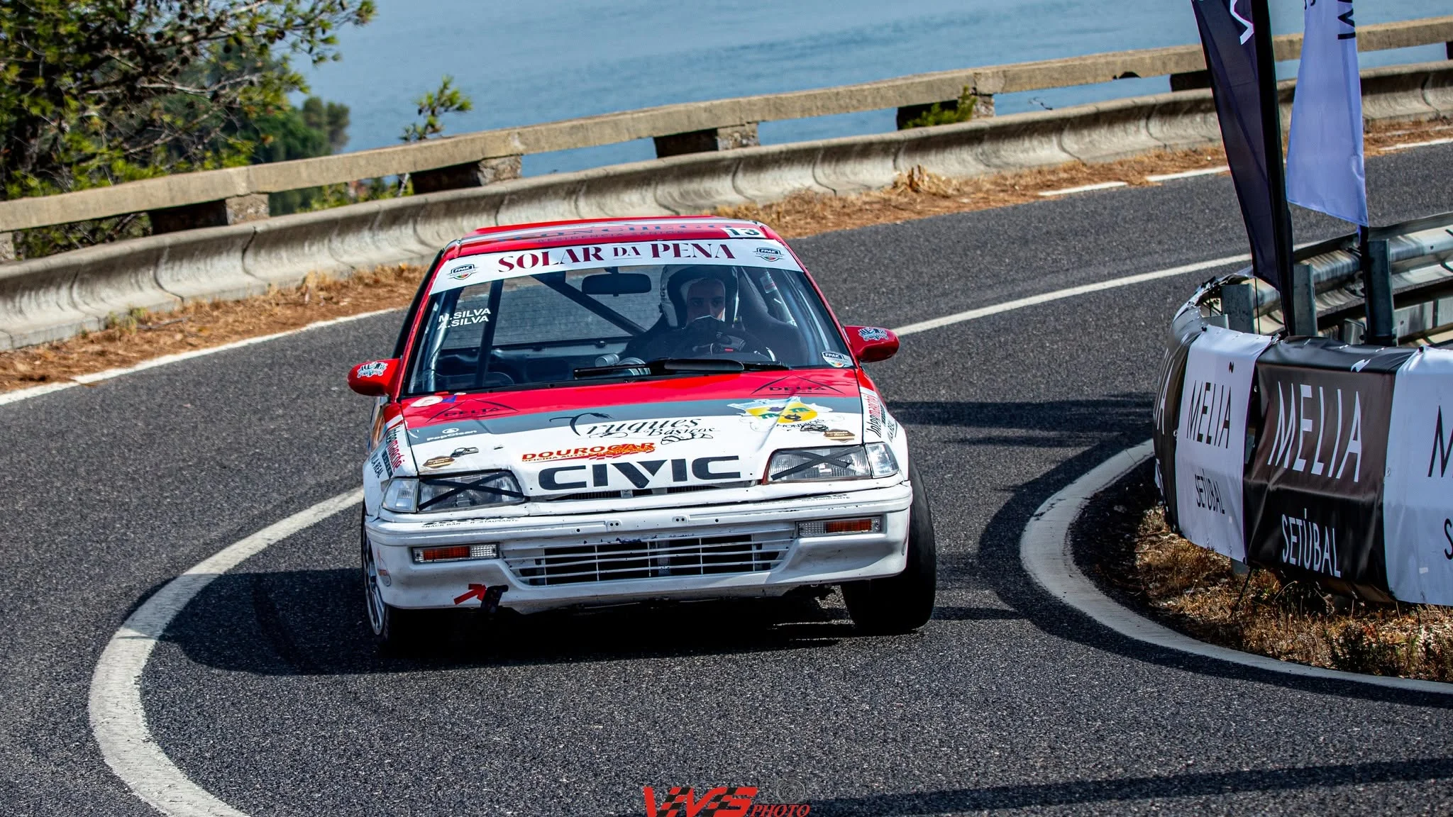 Marco Silva em ação com o Honda Civic na Rampa da Arrábida